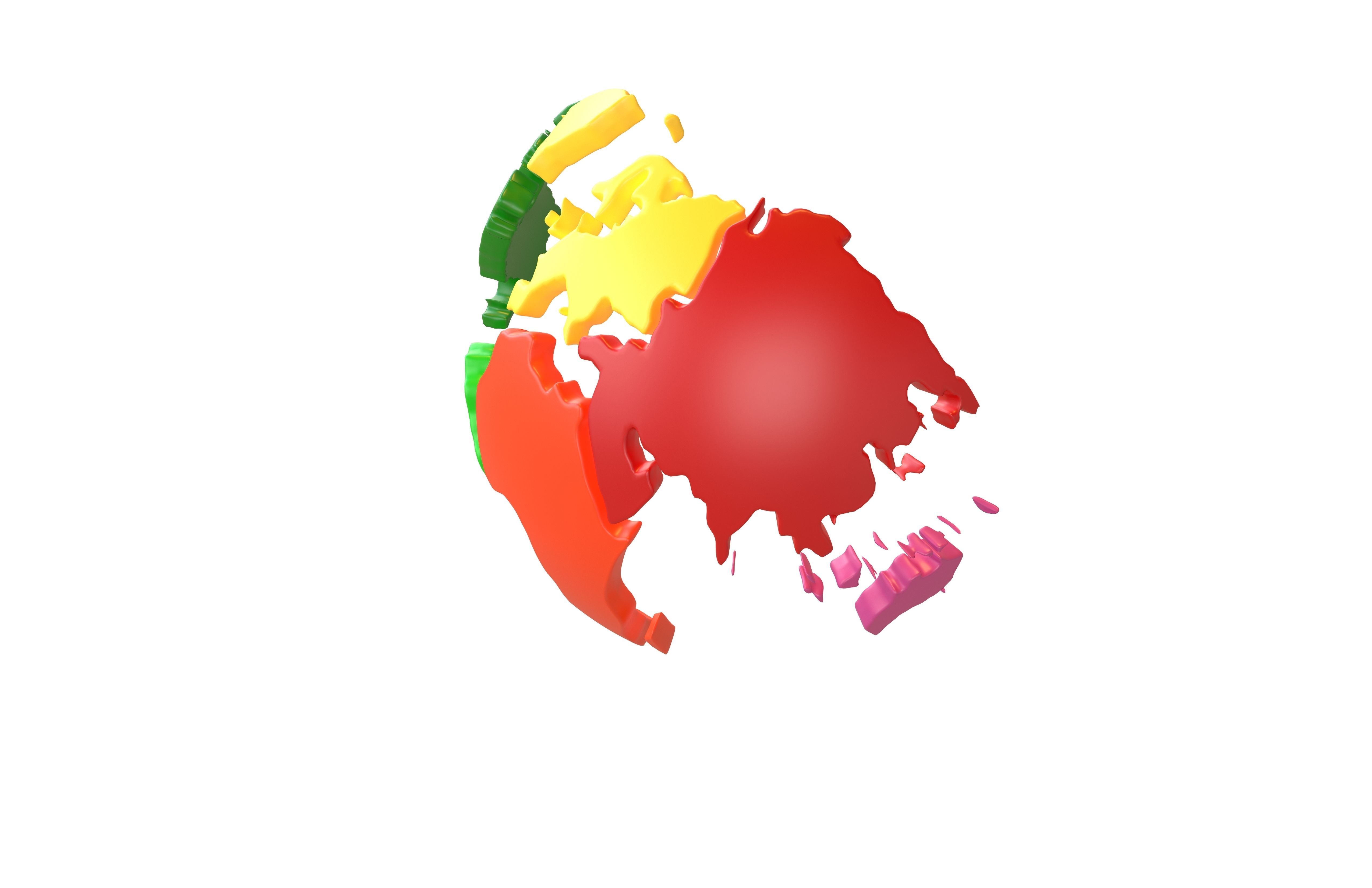 Earth Map v2 002 Low-poly 3D model_2