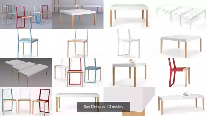 San Dining set 3D Model Collection