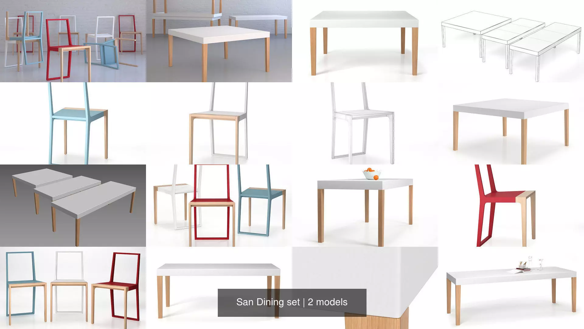 San Dining set 3D Model Collection_0