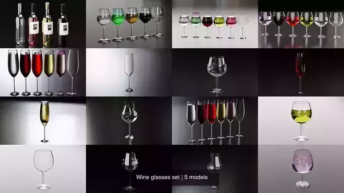 Wine glasses set 3D Model Collection Wine glasses set 3D Model Collection