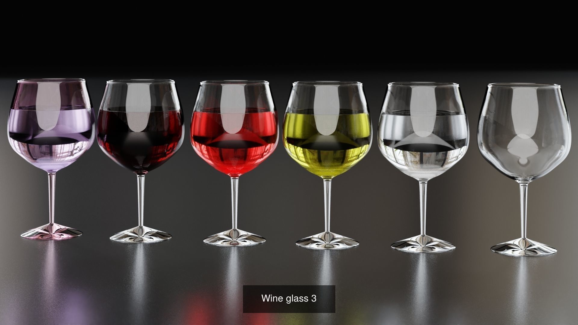 Wine glasses set 3D Model Collection_4