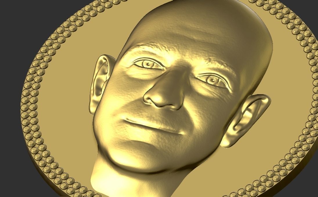 Jeff Bezos medallion pendant 3D printing ready stl obj 3D print model_13