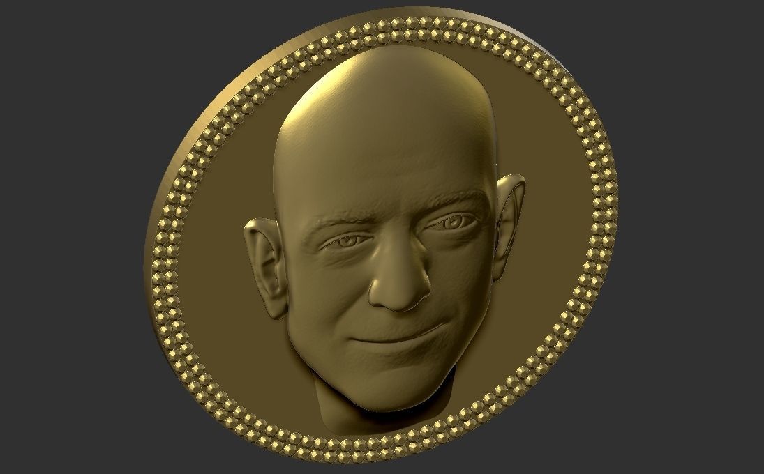 Jeff Bezos medallion pendant 3D printing ready stl obj 3D print model_7