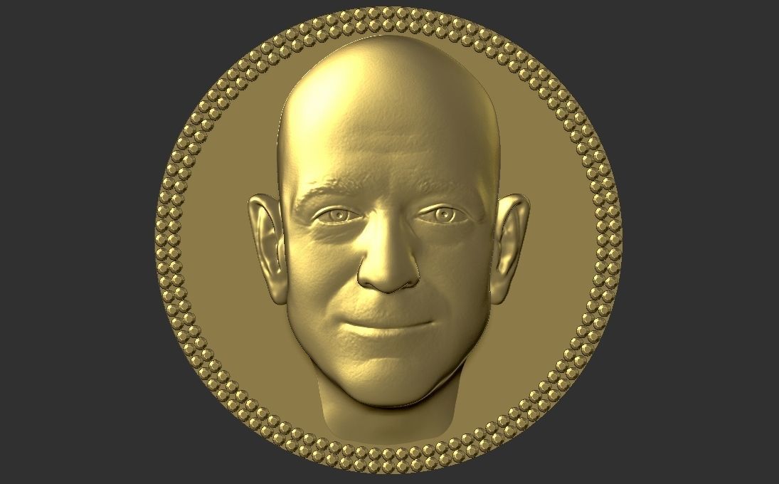 Jeff Bezos medallion pendant 3D printing ready stl obj 3D print model_4