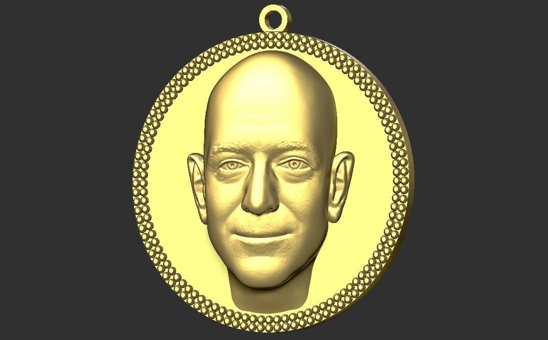 Jeff Bezos medallion pendant 3D printing ready stl obj 3D print model_23
