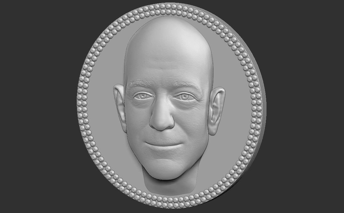 Jeff Bezos medallion pendant 3D printing ready stl obj 3D print model_21