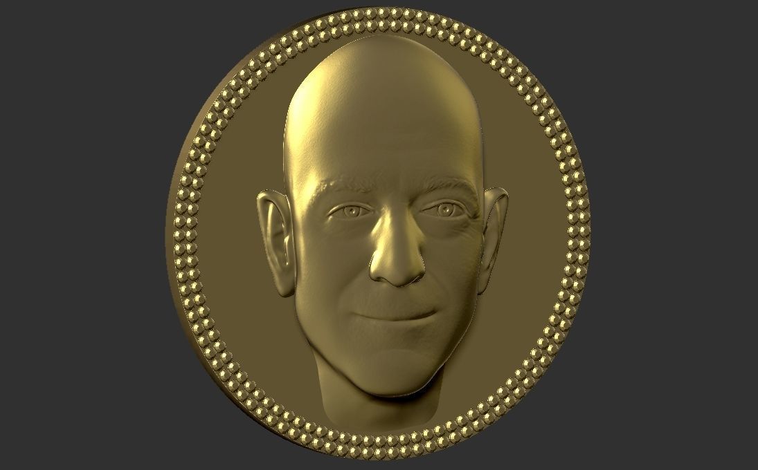 Jeff Bezos medallion pendant 3D printing ready stl obj 3D print model_6