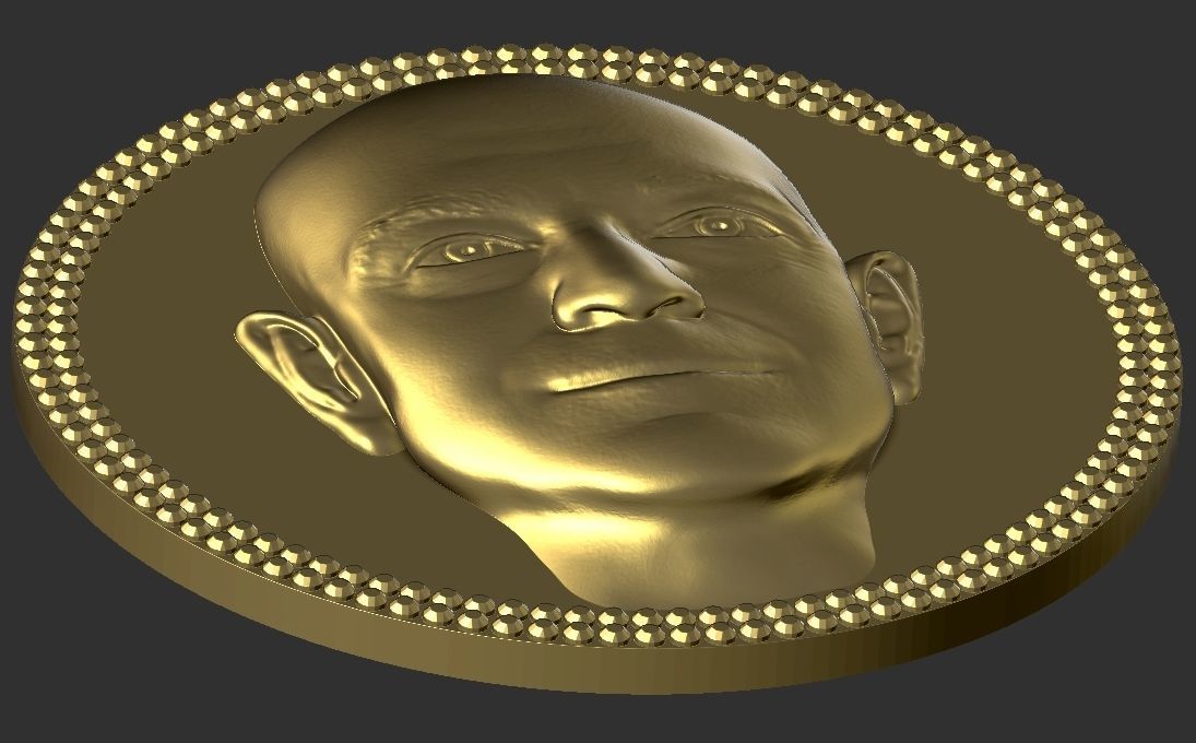 Jeff Bezos medallion pendant 3D printing ready stl obj 3D print model_10