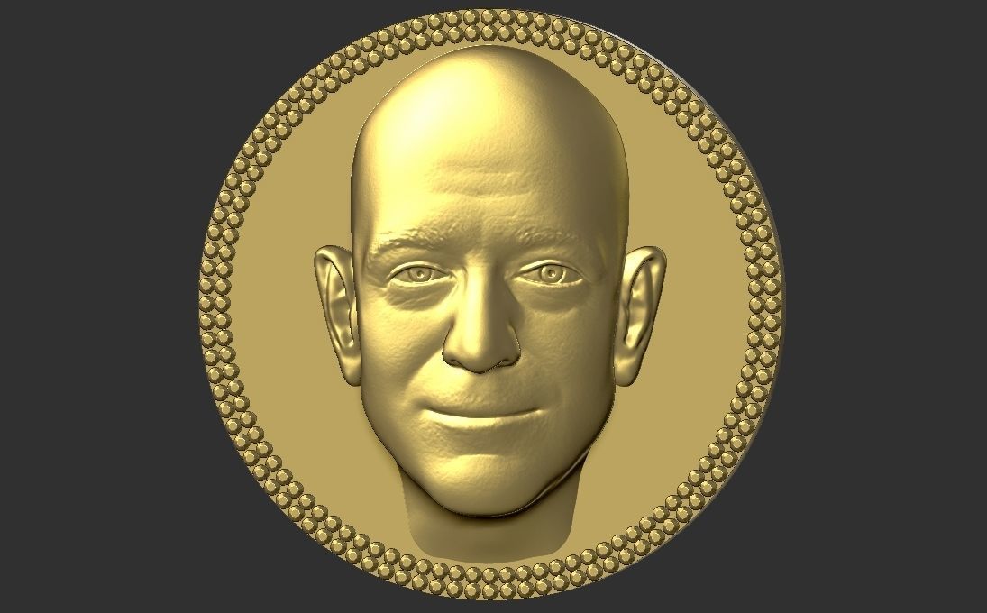 Jeff Bezos medallion pendant 3D printing ready stl obj 3D print model_3