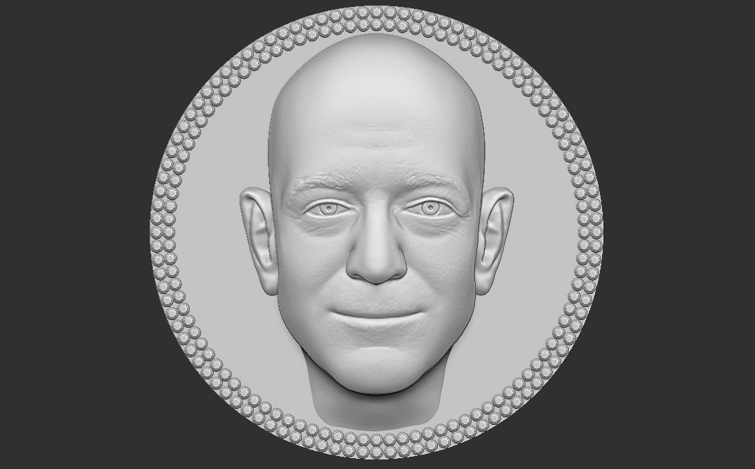 Jeff Bezos medallion pendant 3D printing ready stl obj 3D print model_20