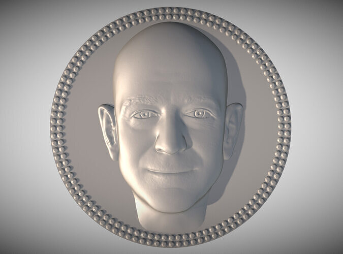 Jeff Bezos medallion pendant 3D printing ready stl obj 3D print model