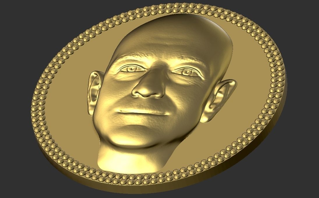 Jeff Bezos medallion pendant 3D printing ready stl obj 3D print model_9