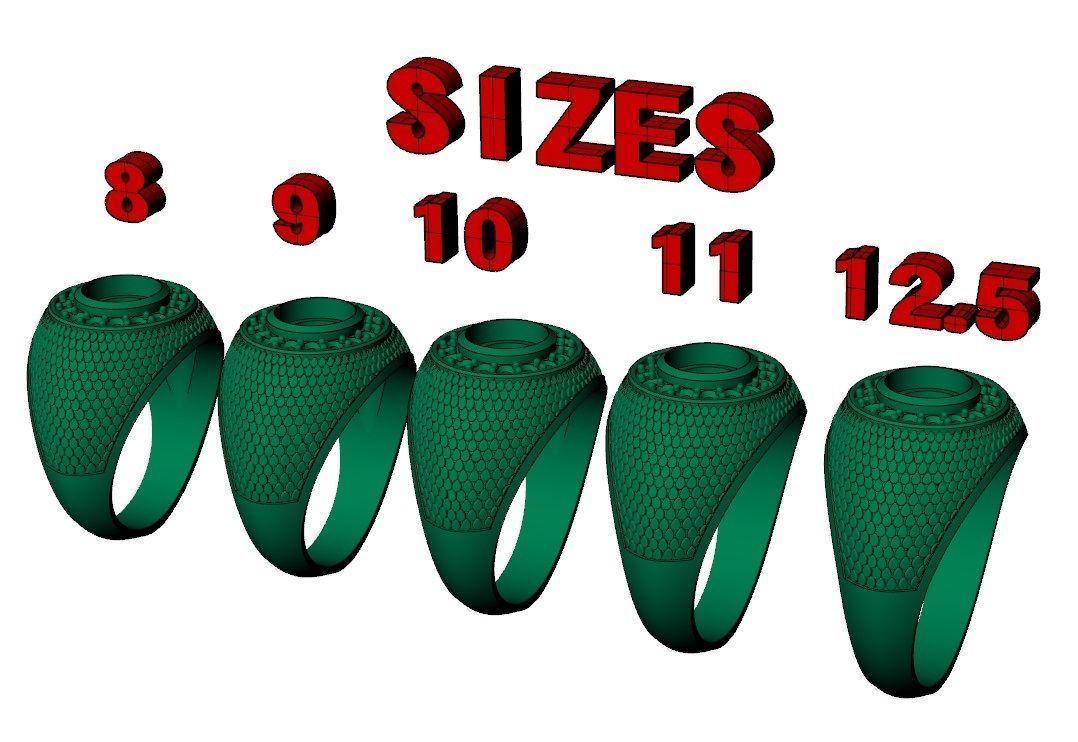 stylish mens signet ring with a pattern and a black stone 3D print model_7