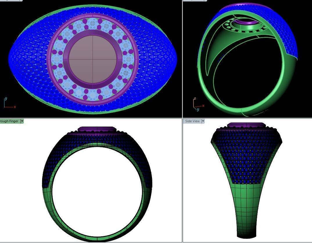 stylish mens signet ring with a pattern and a black stone 3D print model_4