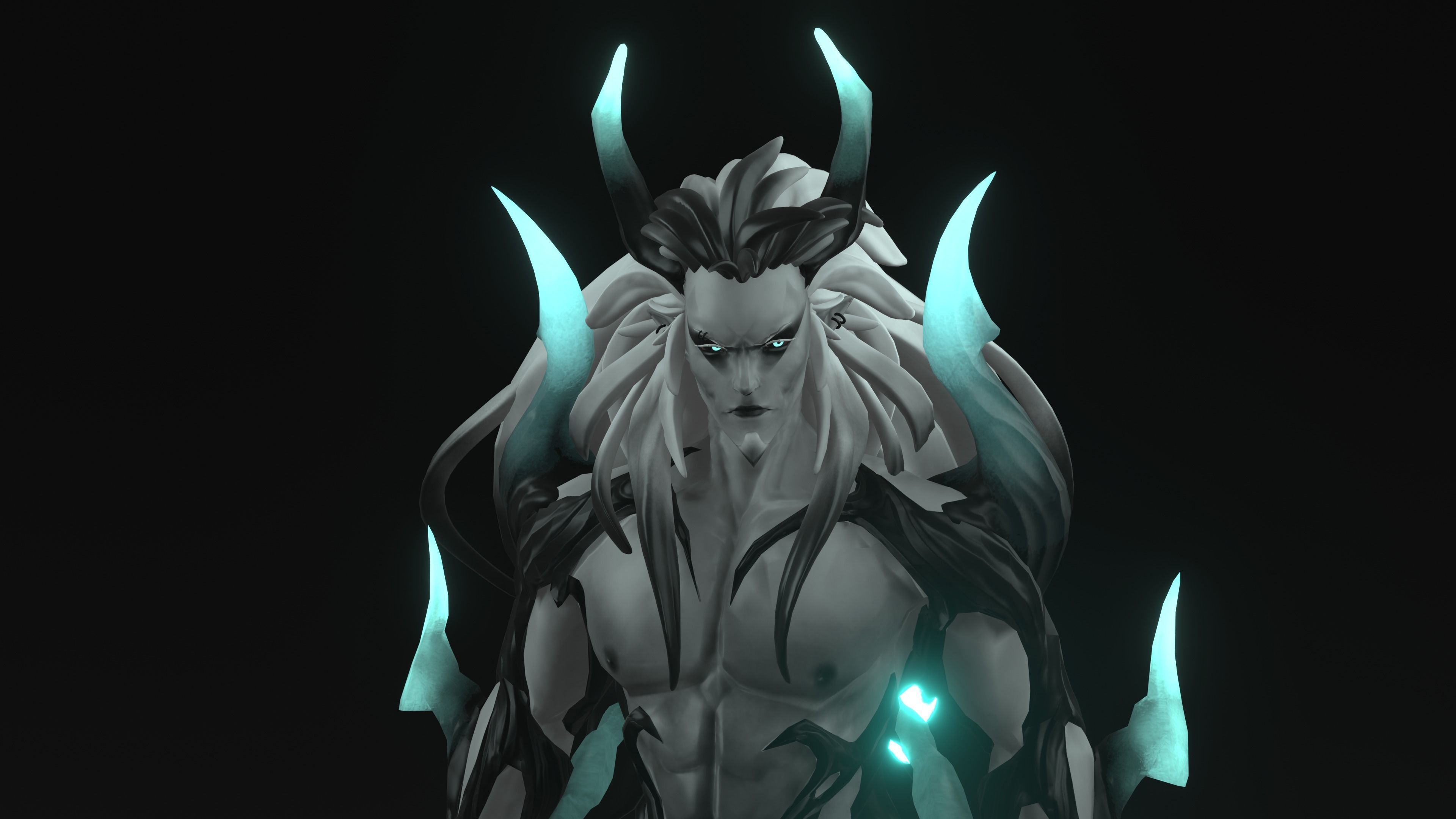 Daemon humanoid with glowing eyes Low-poly 3D model_3