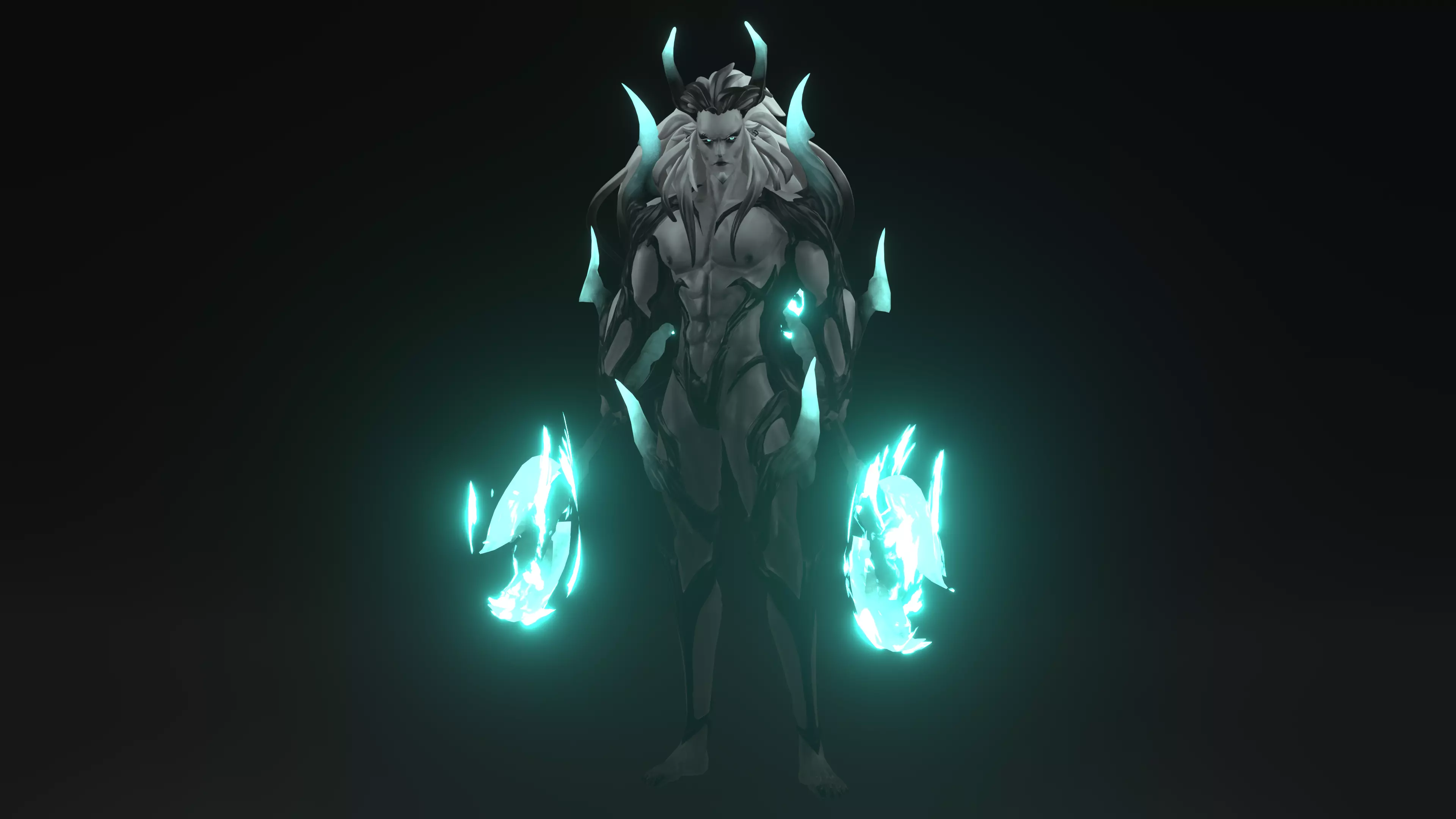 Daemon humanoid with glowing eyes Low-poly 3D model_0