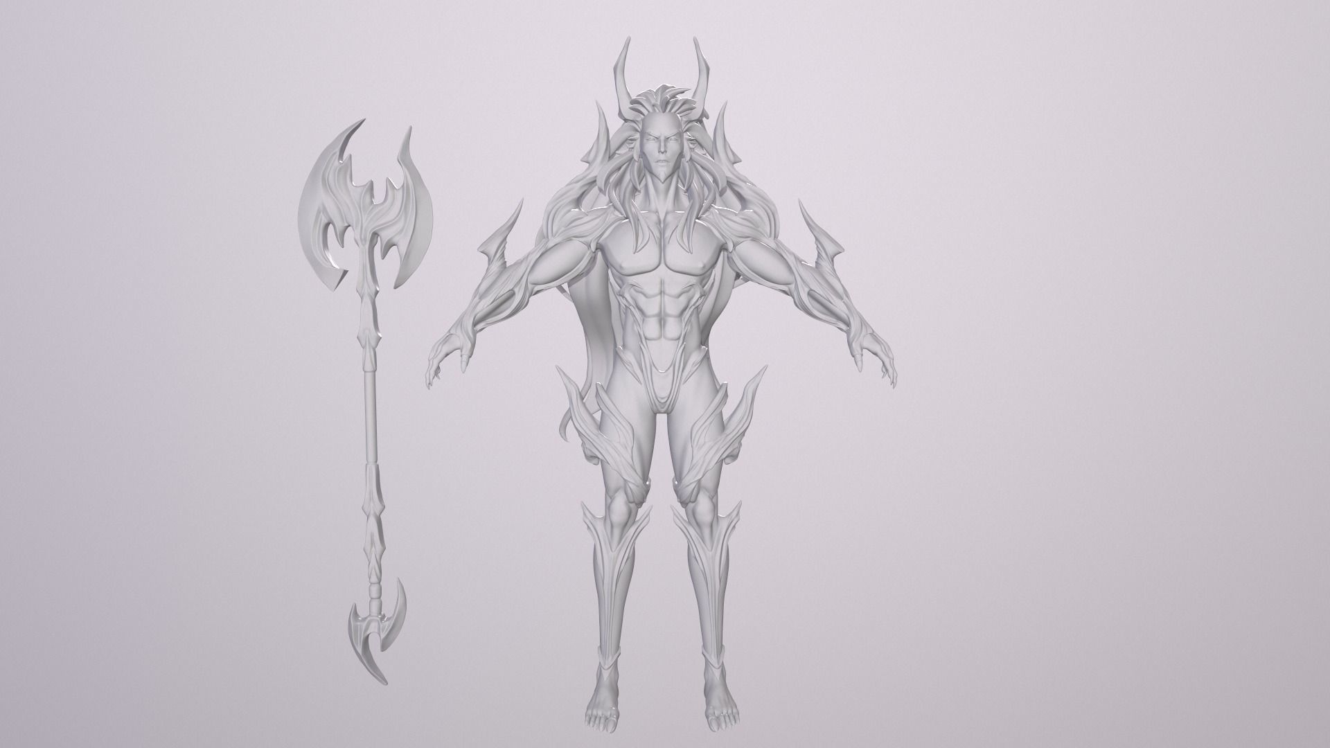 Daemon humanoid with glowing eyes Low-poly 3D model_4