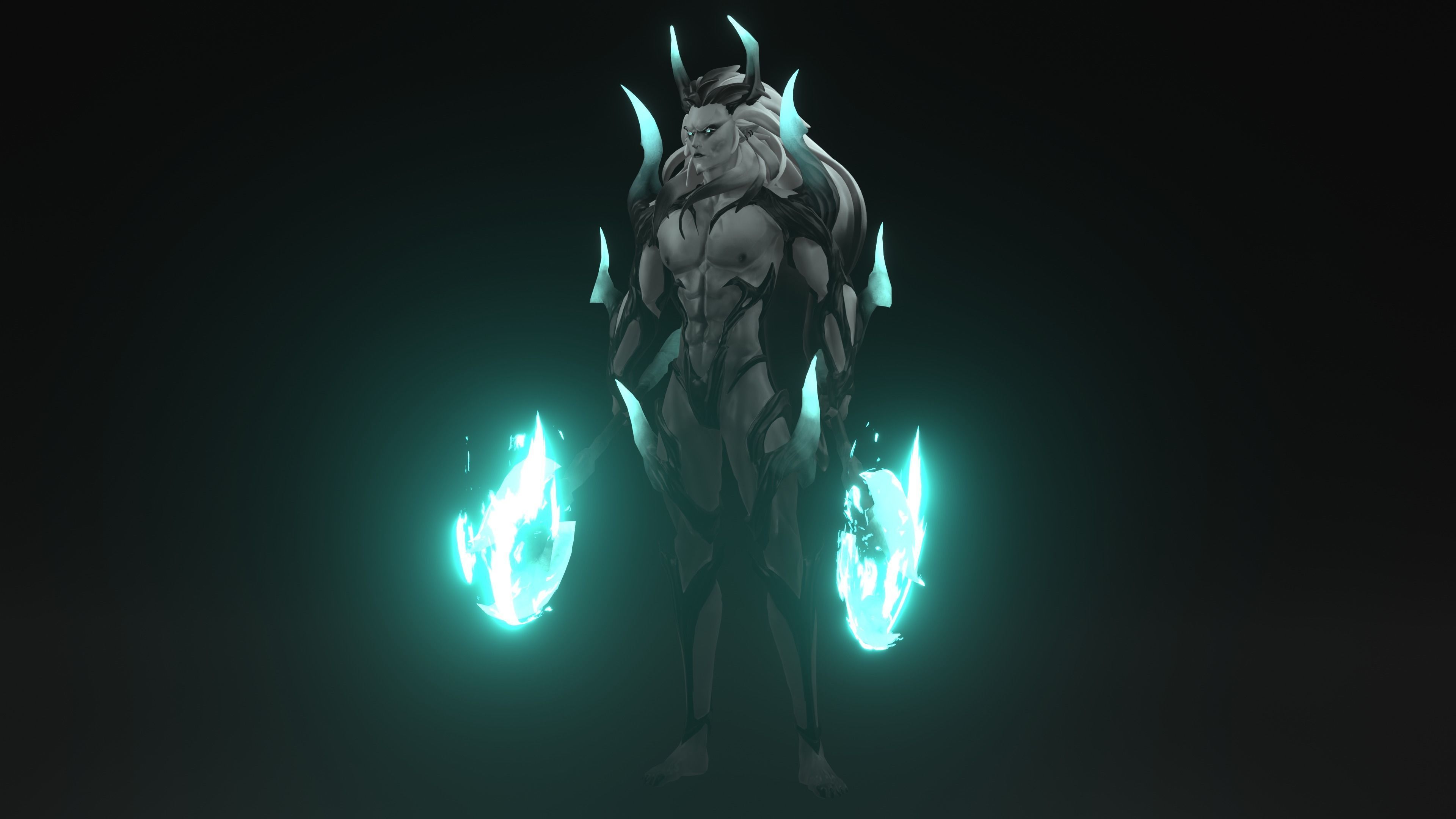 Daemon humanoid with glowing eyes Low-poly 3D model_2
