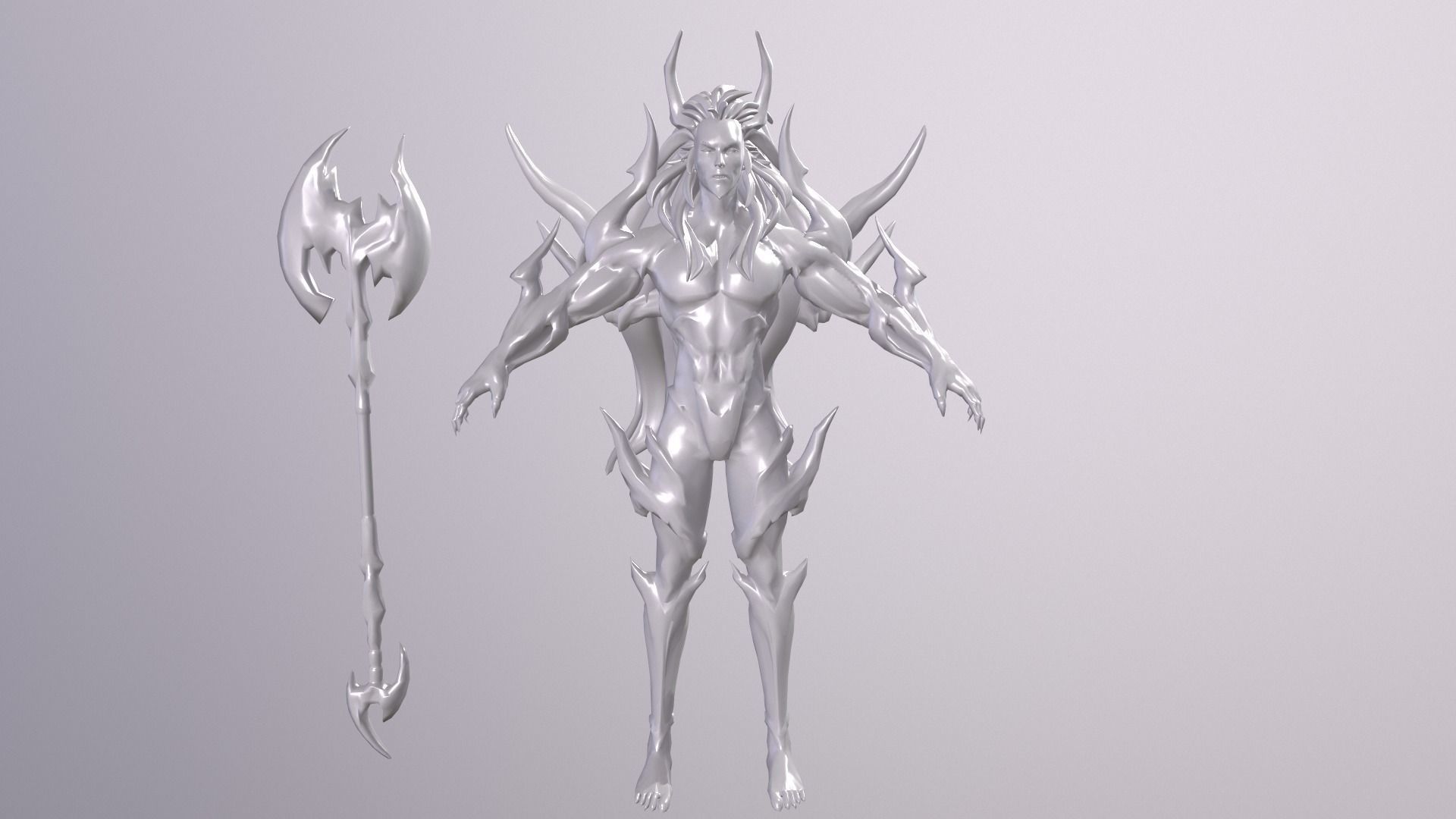Daemon humanoid with glowing eyes Low-poly 3D model_5