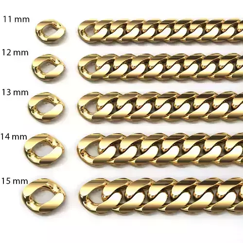 5 SIZE MIAMI CUBAN LINK PONG SET FOR BRACELET OR NECKLACE 3D Model Collection