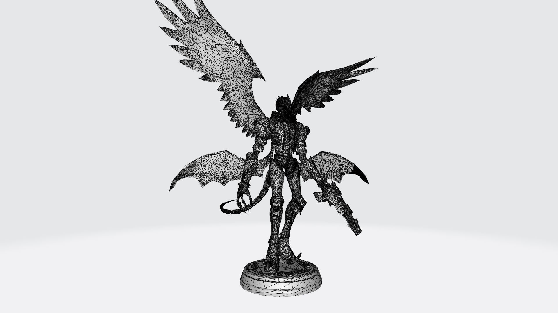 Beelzemon X statue of demon with wings 3D print model_4