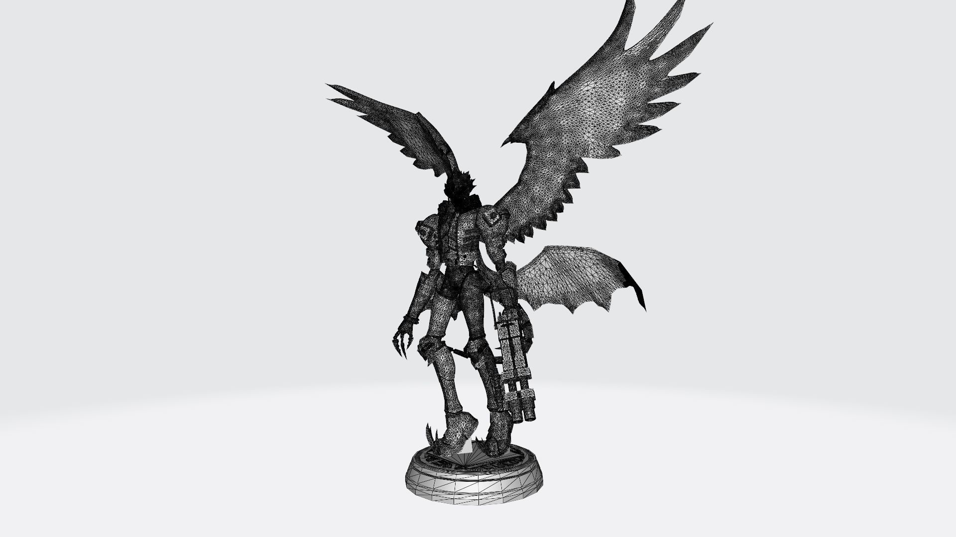 Beelzemon X statue of demon with wings 3D print model_5