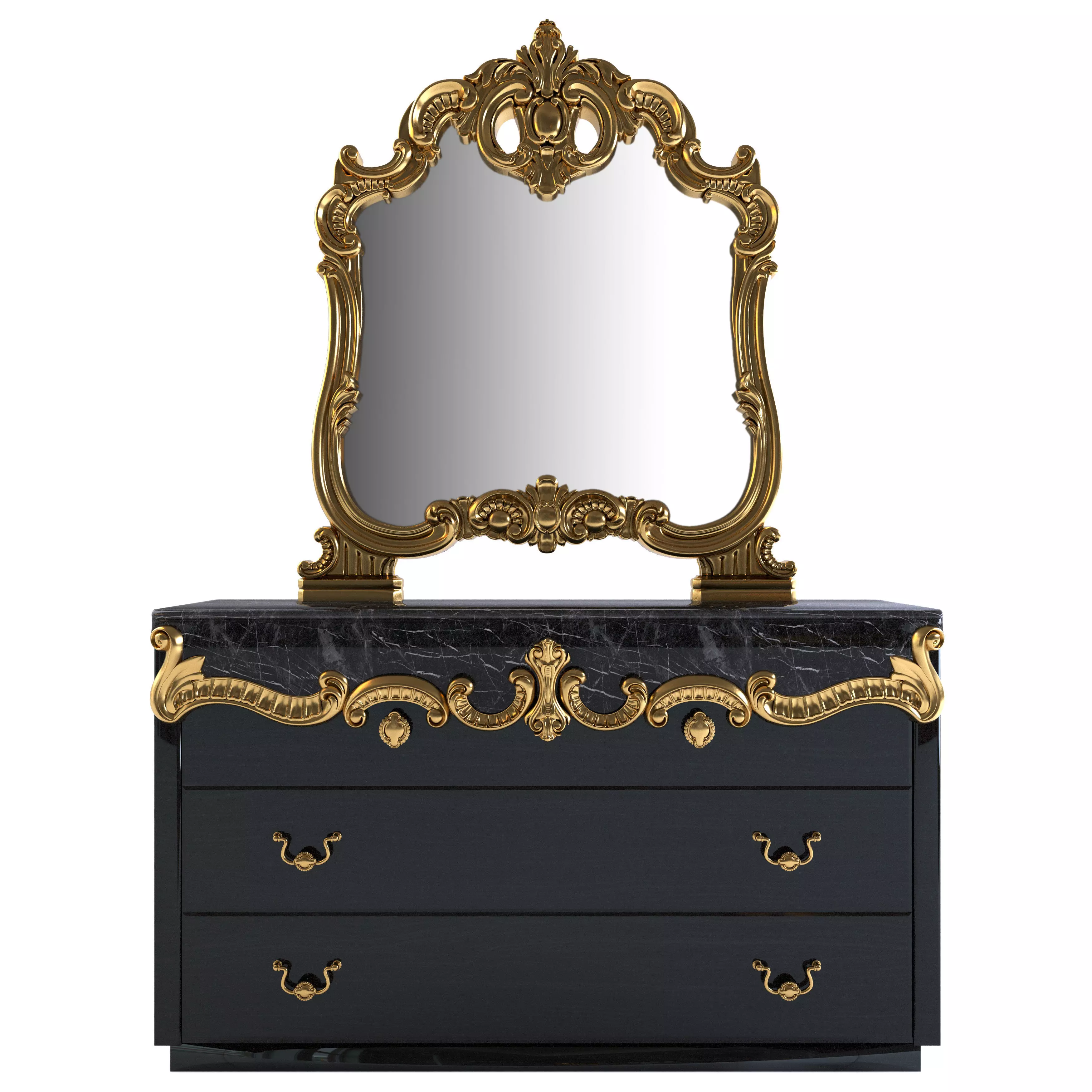 Chest of drawers with mirror 2 3D model_0