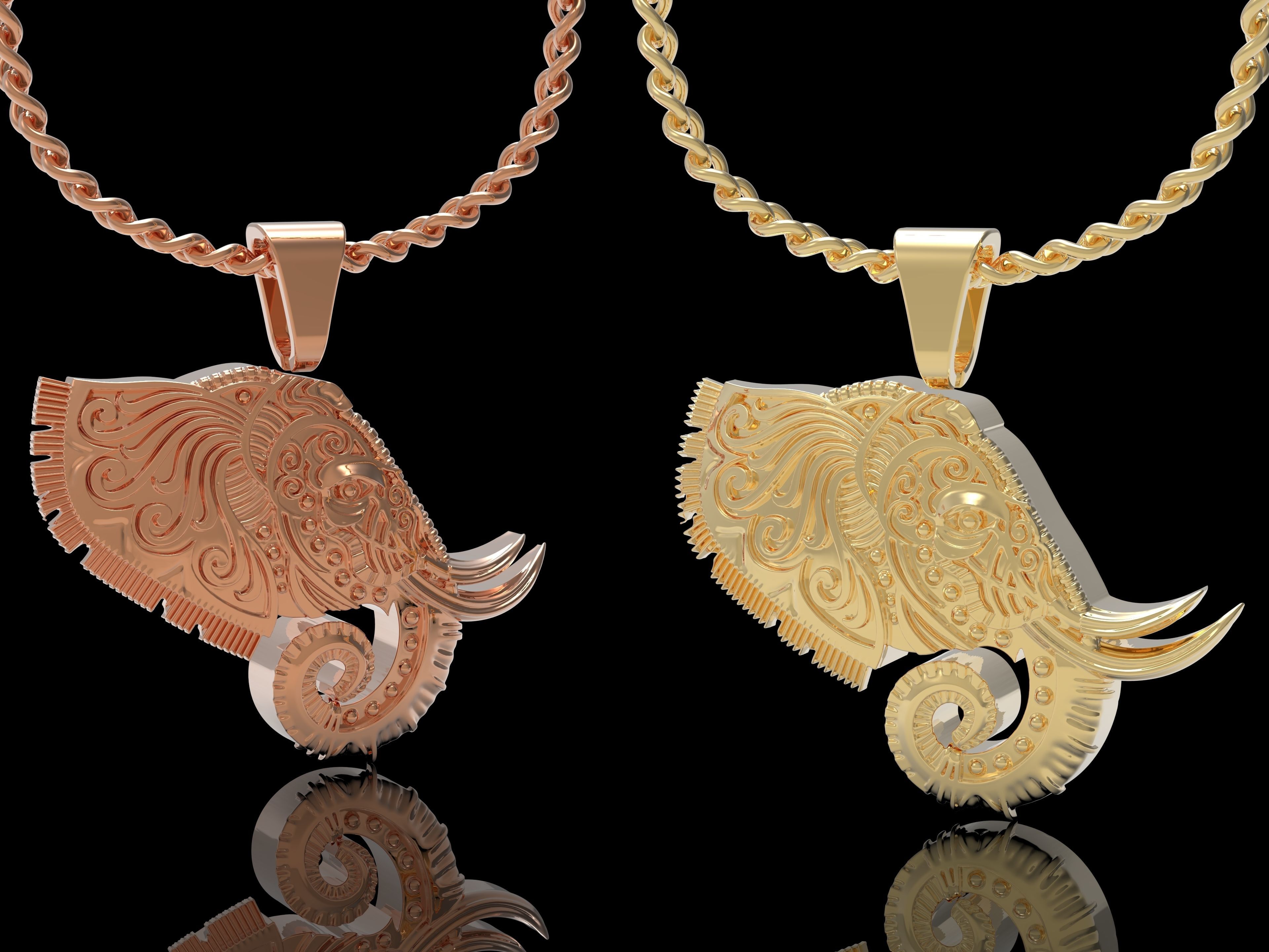 Elephant Pendant 3D print model_4