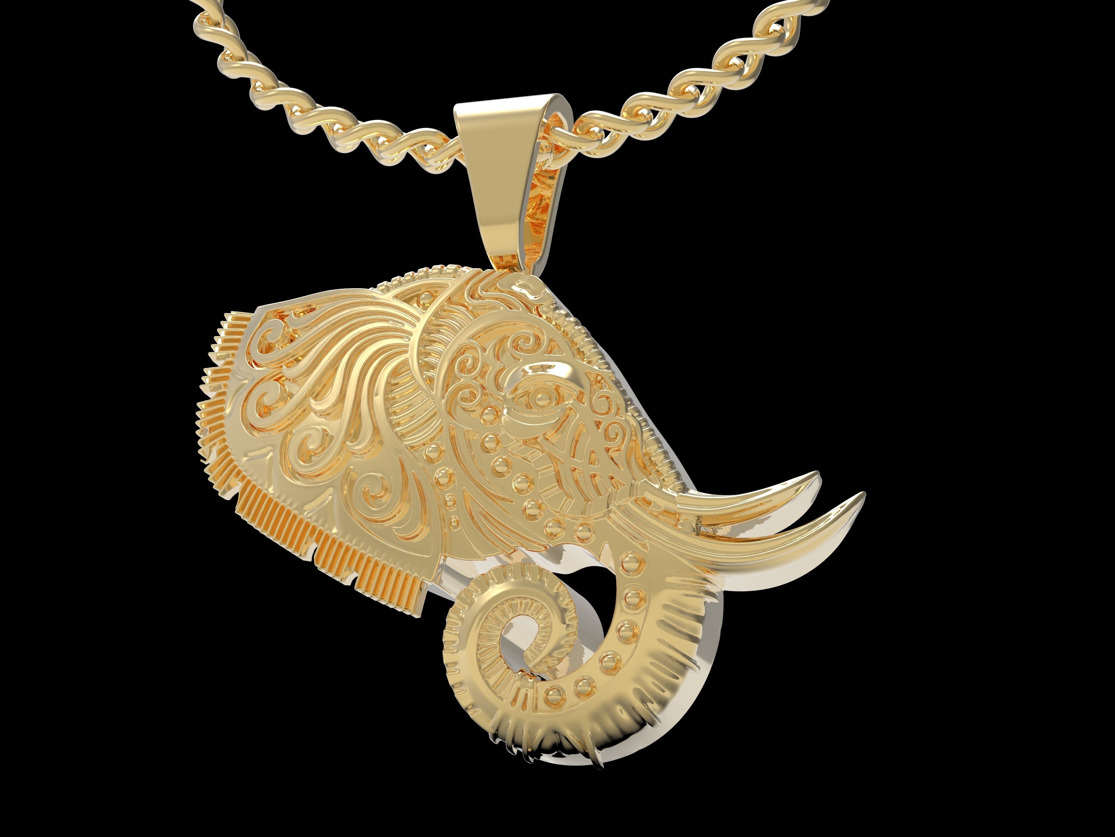 Elephant Pendant 3D print model_3