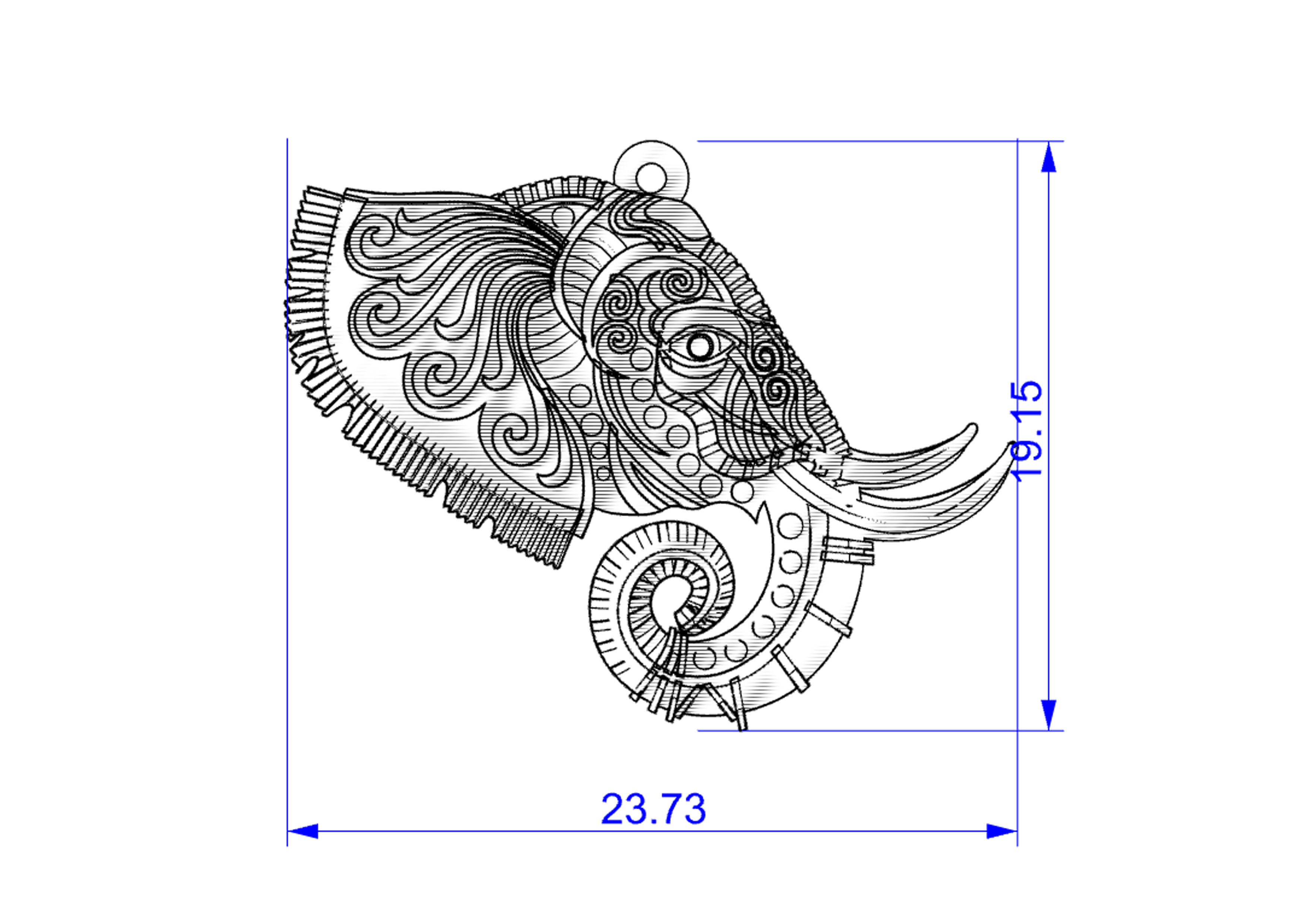 Elephant Pendant 3D print model_5