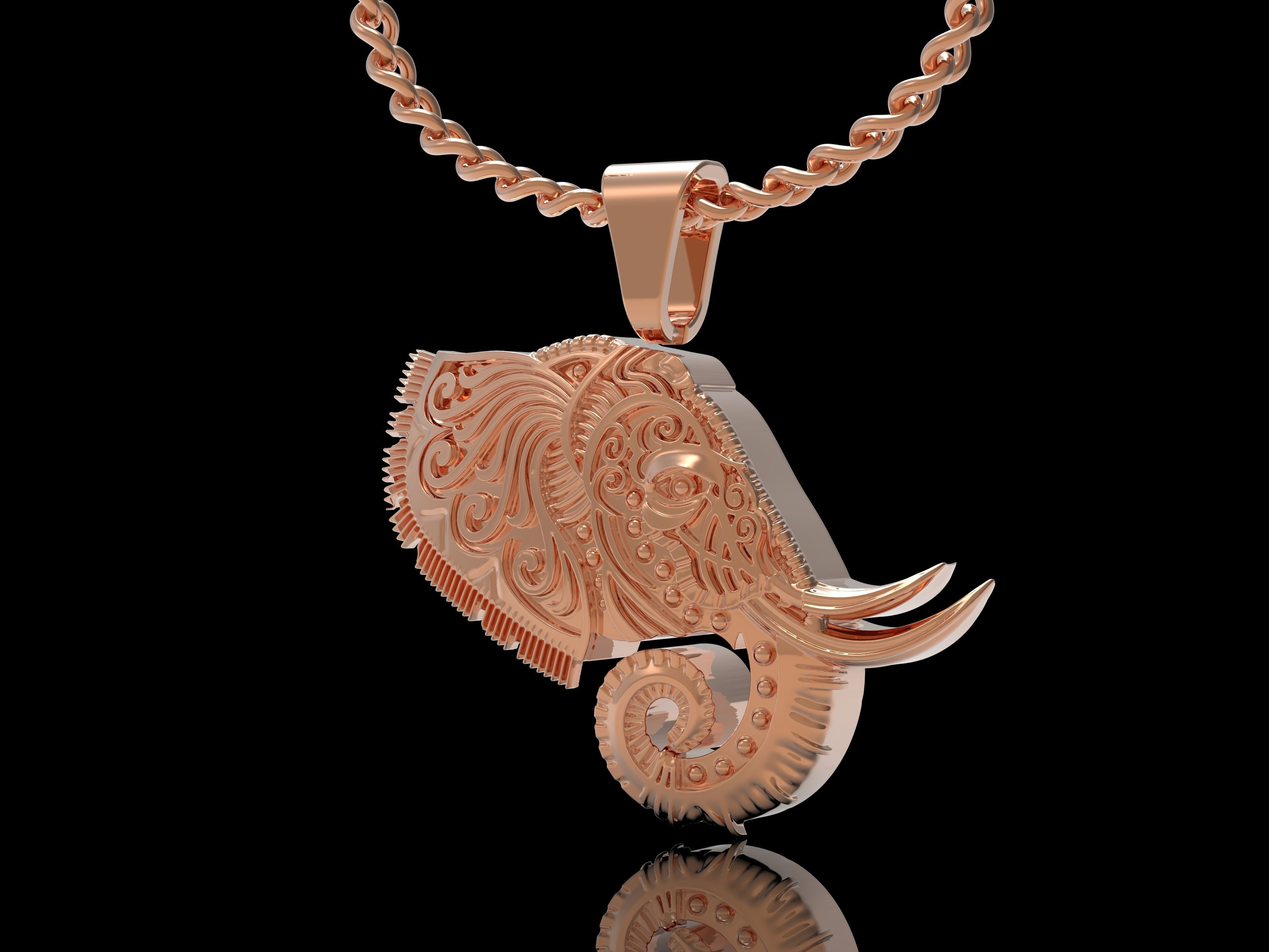 Elephant Pendant 3D print model_1