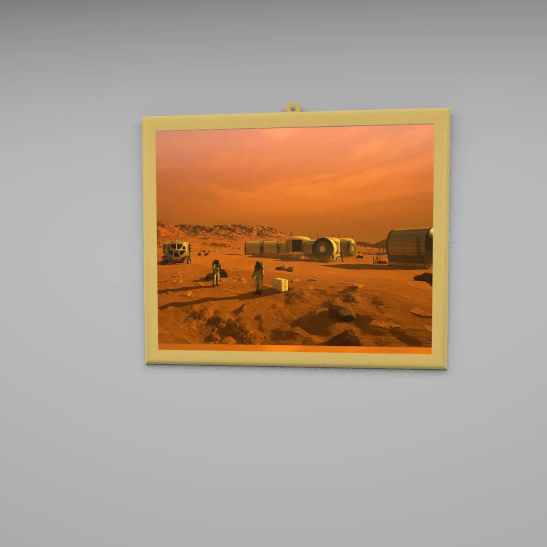 Mars wall frame Low-poly 3D model_0