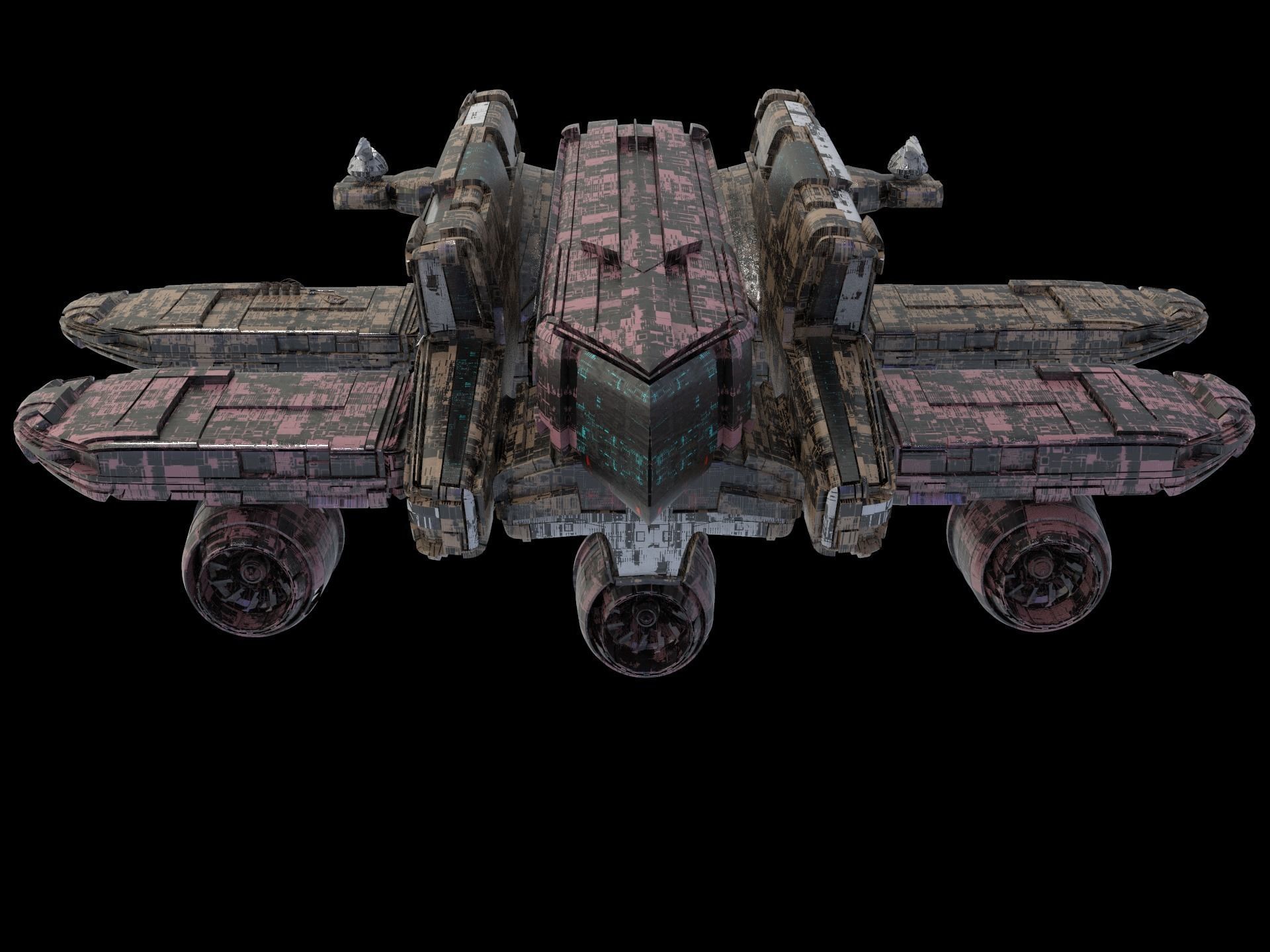 salina v2 Huge SciFi Spaceship 3D model_1