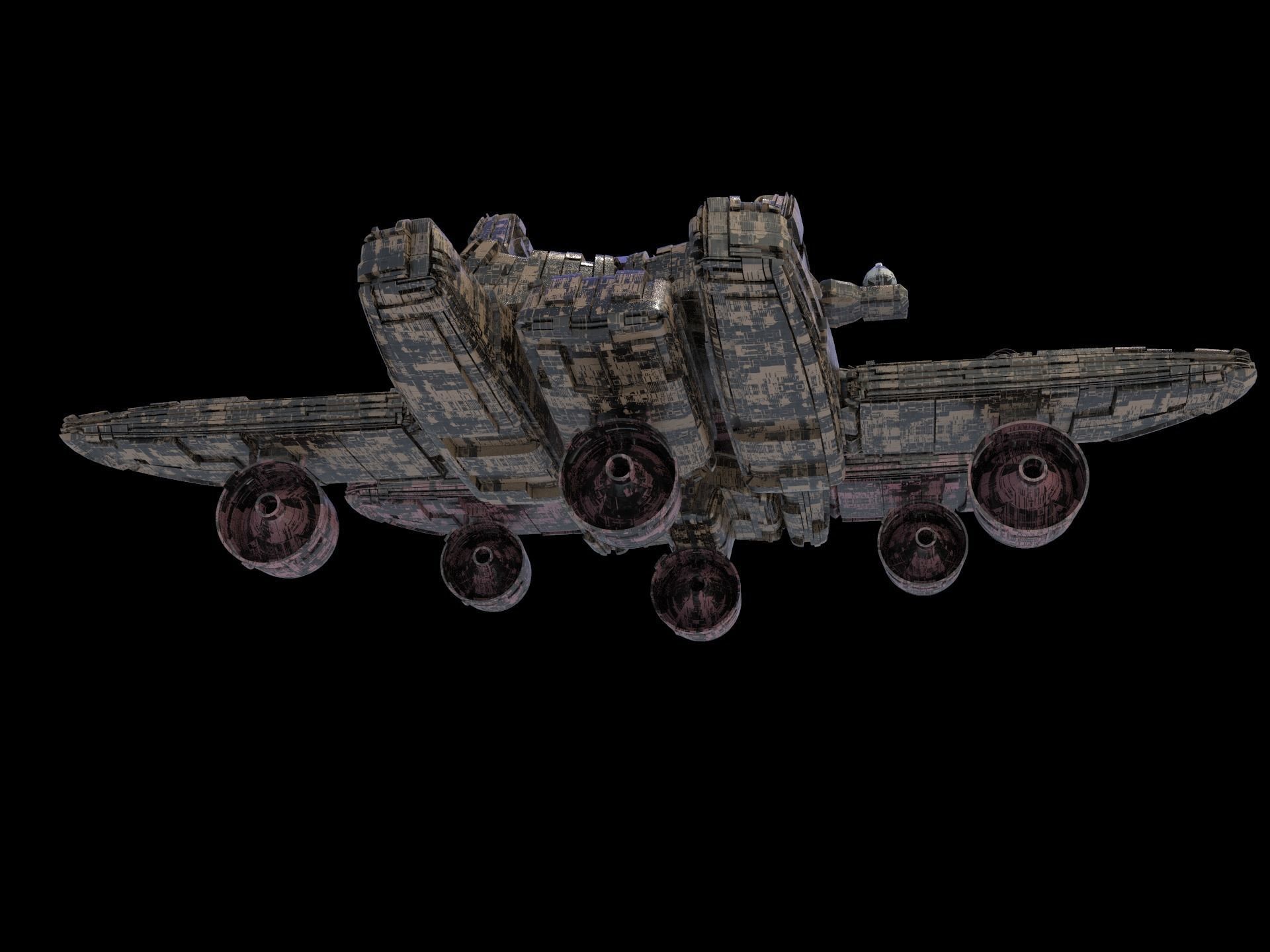 salina v2 Huge SciFi Spaceship 3D model_4