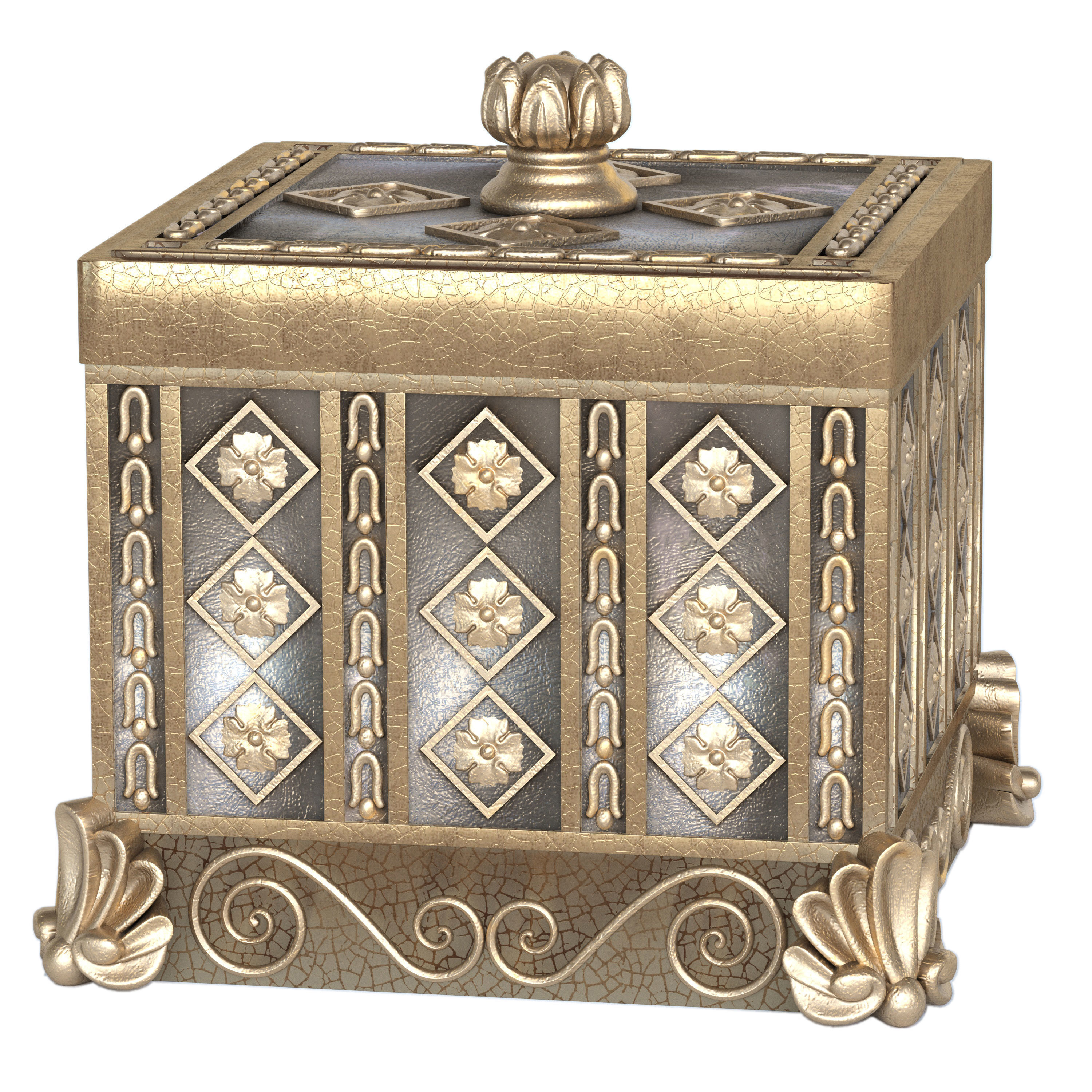 Decorative set 1 three ornate boxes and ornaments 3D model_1