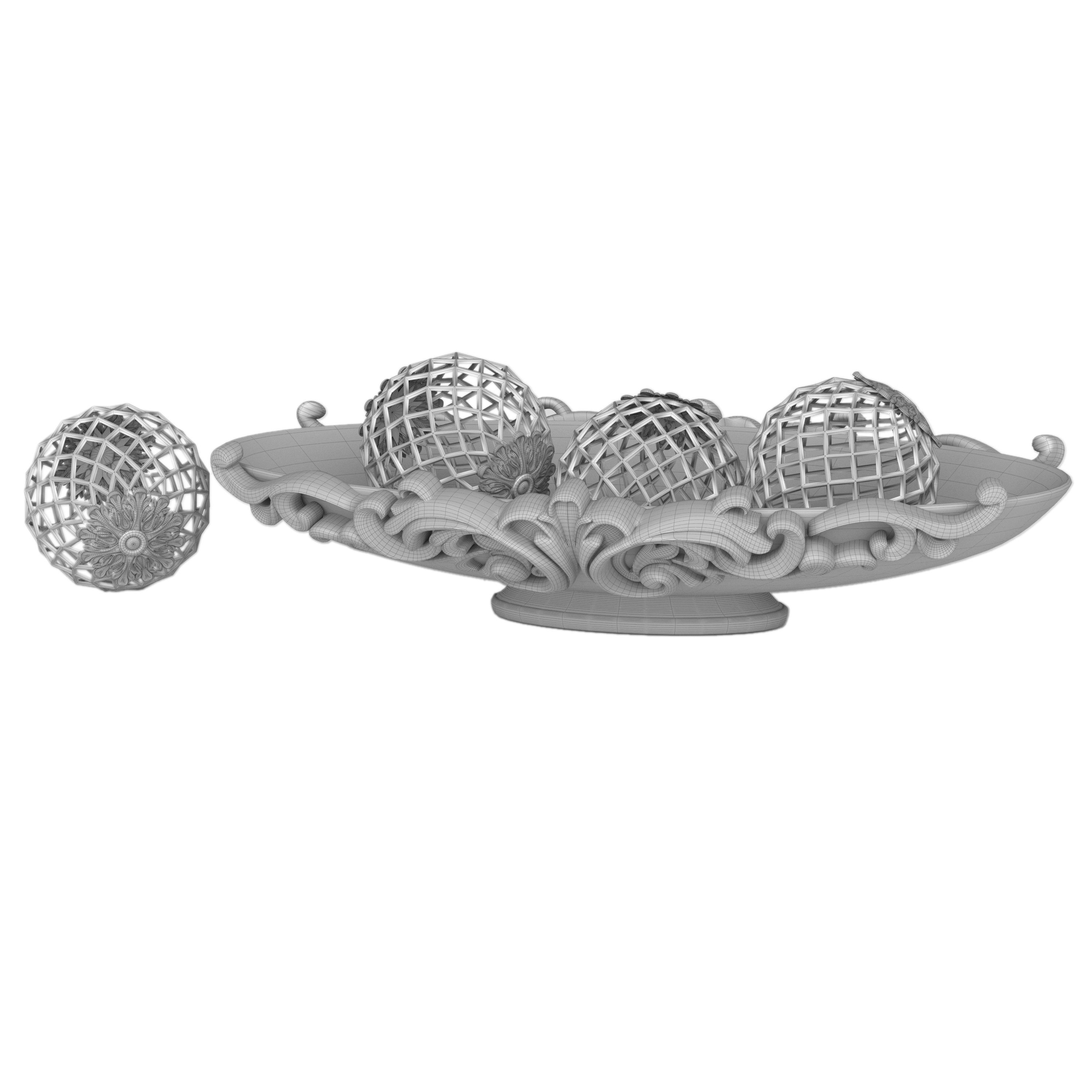 Decorative set 1 three ornate boxes and ornaments 3D model_6