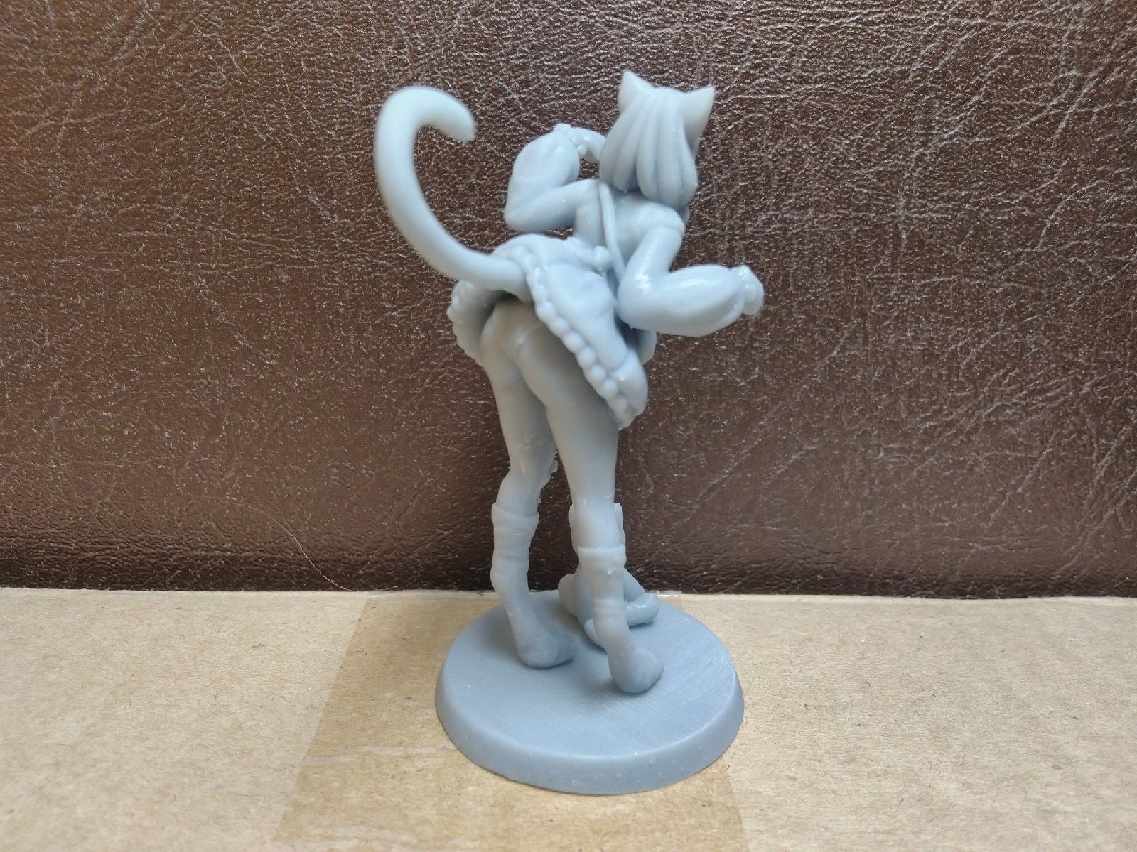 Catgirl cartoon girl with teddy bear 3D print model_6