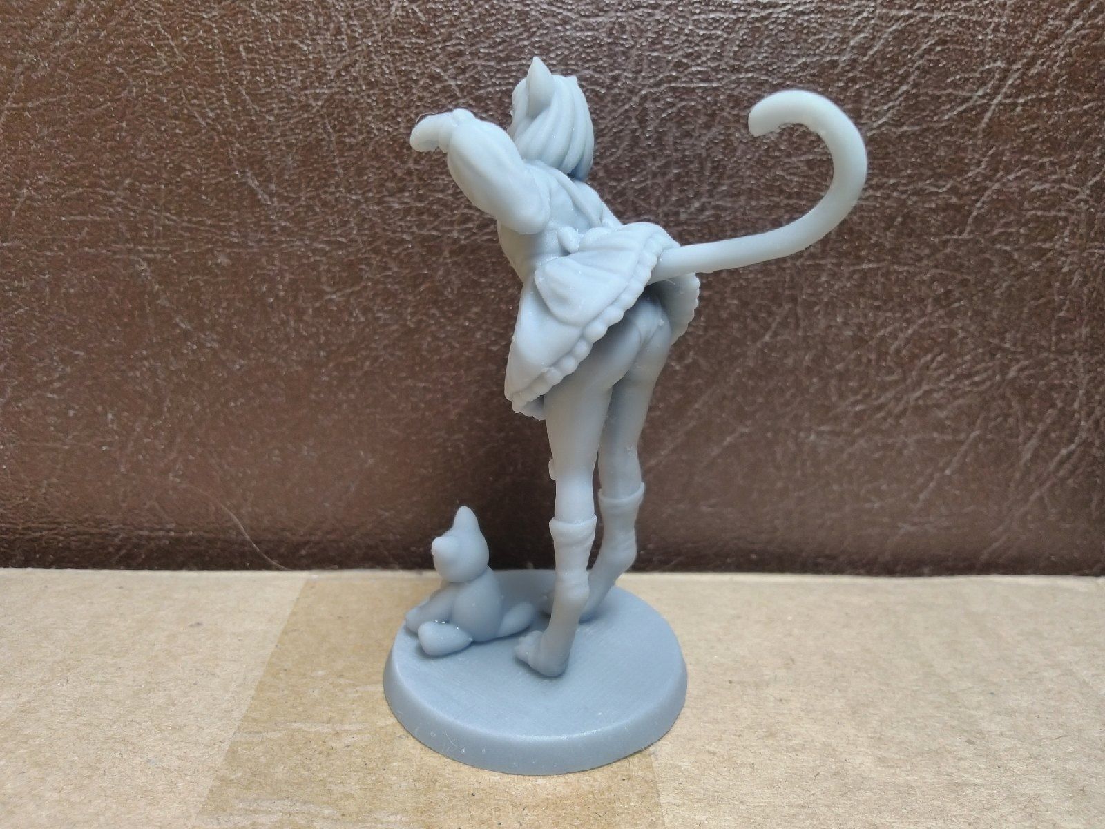 Catgirl cartoon girl with teddy bear 3D print model_8