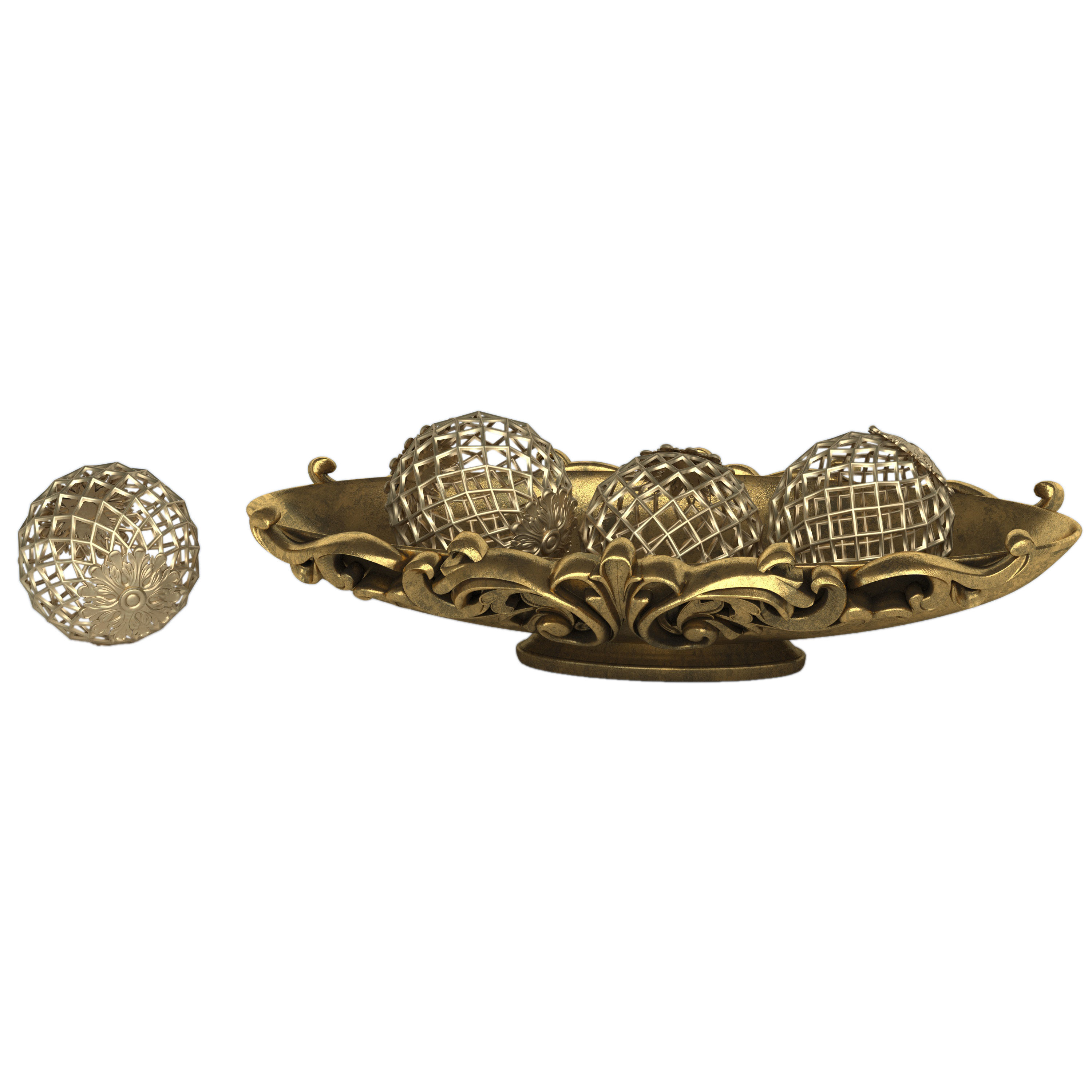 Decorative set 2 ornate vase - previews 3D model_6