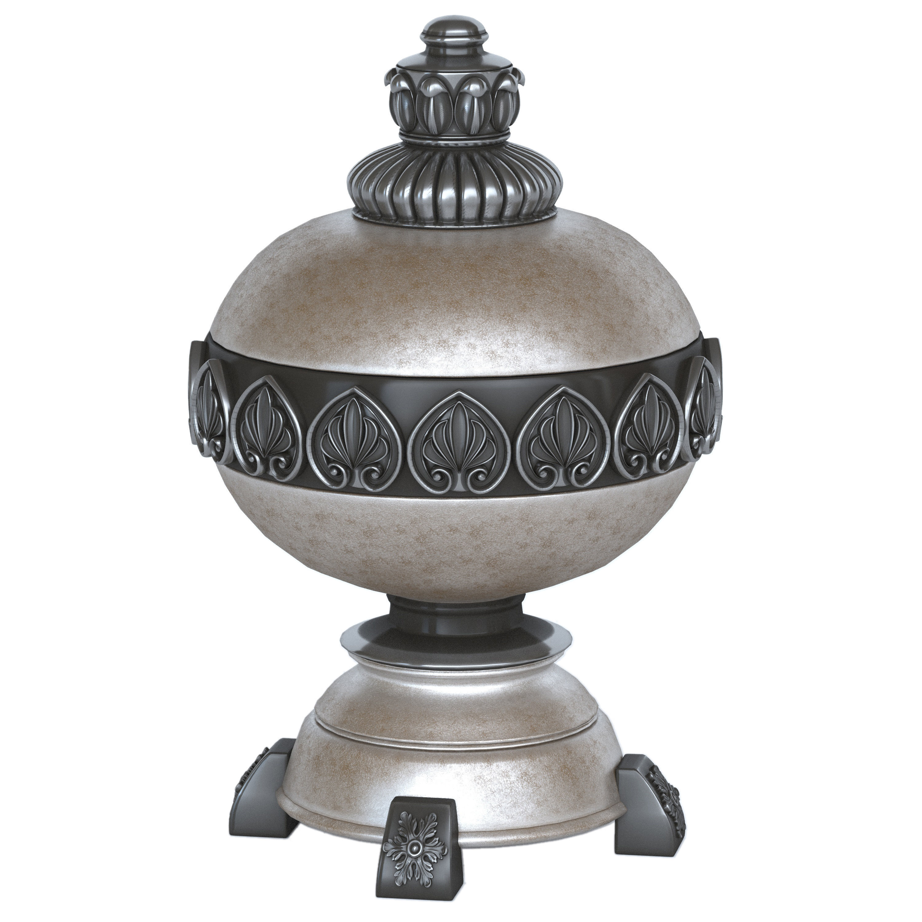 Decorative set 2 ornate vase - previews 3D model_4