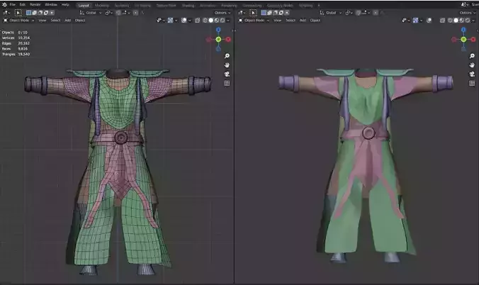 3d clothes with good topology Warrior 3D model