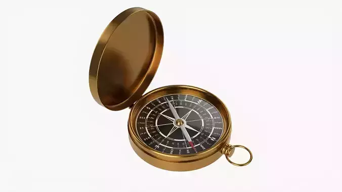 Pocket compass vintage 3D model
