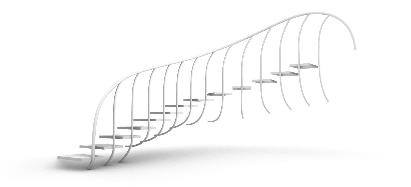 Curved stairs modern design Free 3D model_3