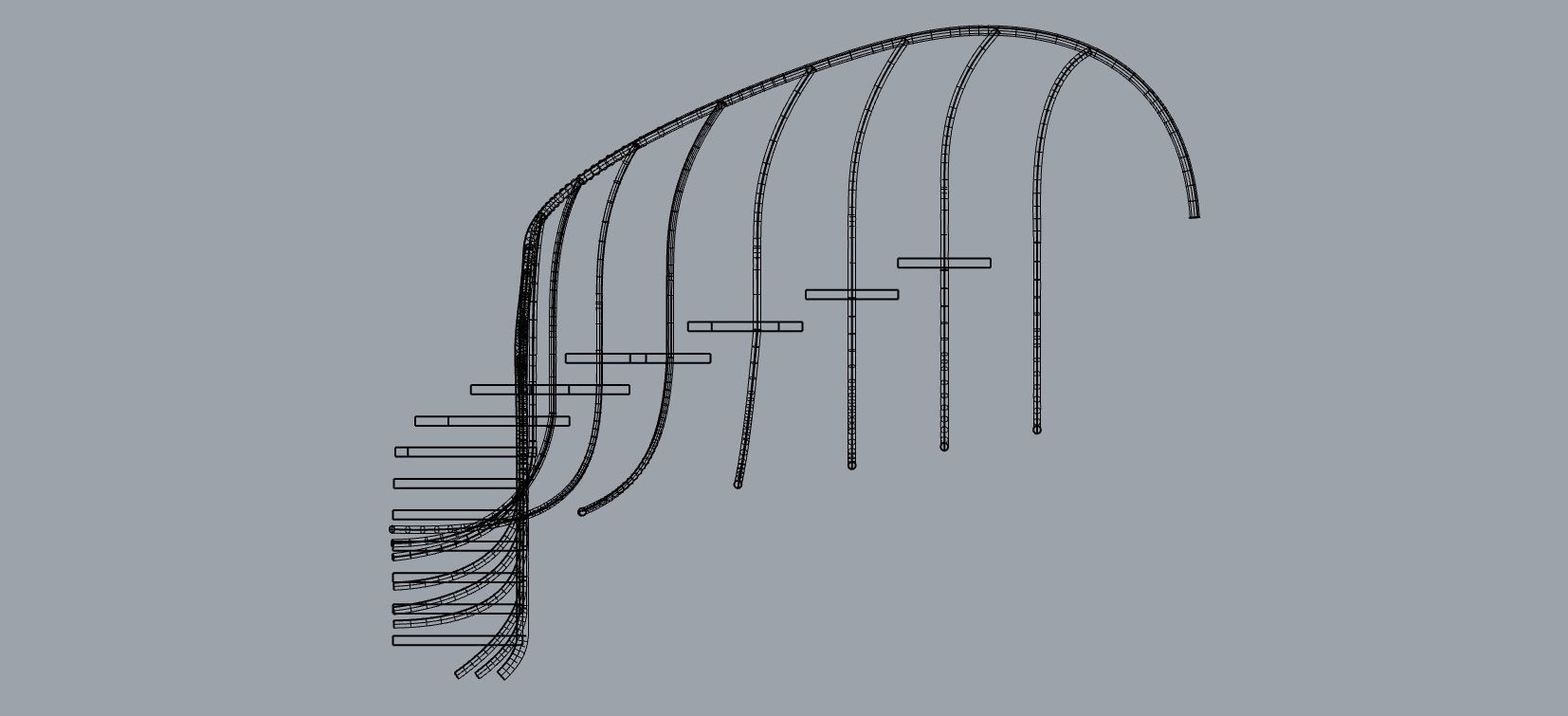 Curved stairs modern design Free 3D model_4