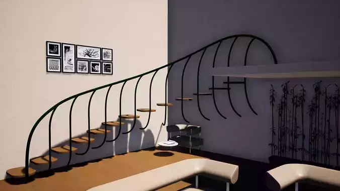 Curved stairs modern design Free 3D model