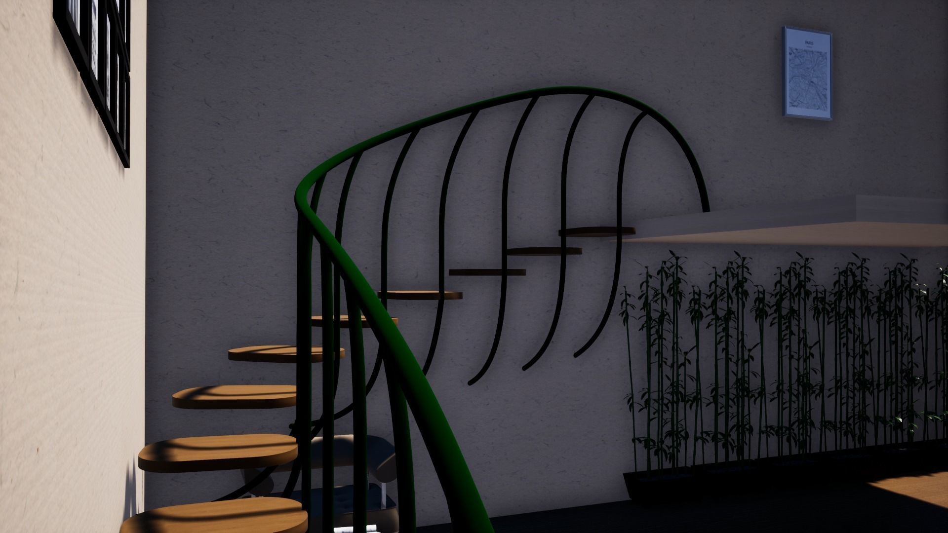 Curved stairs modern design Free 3D model_2