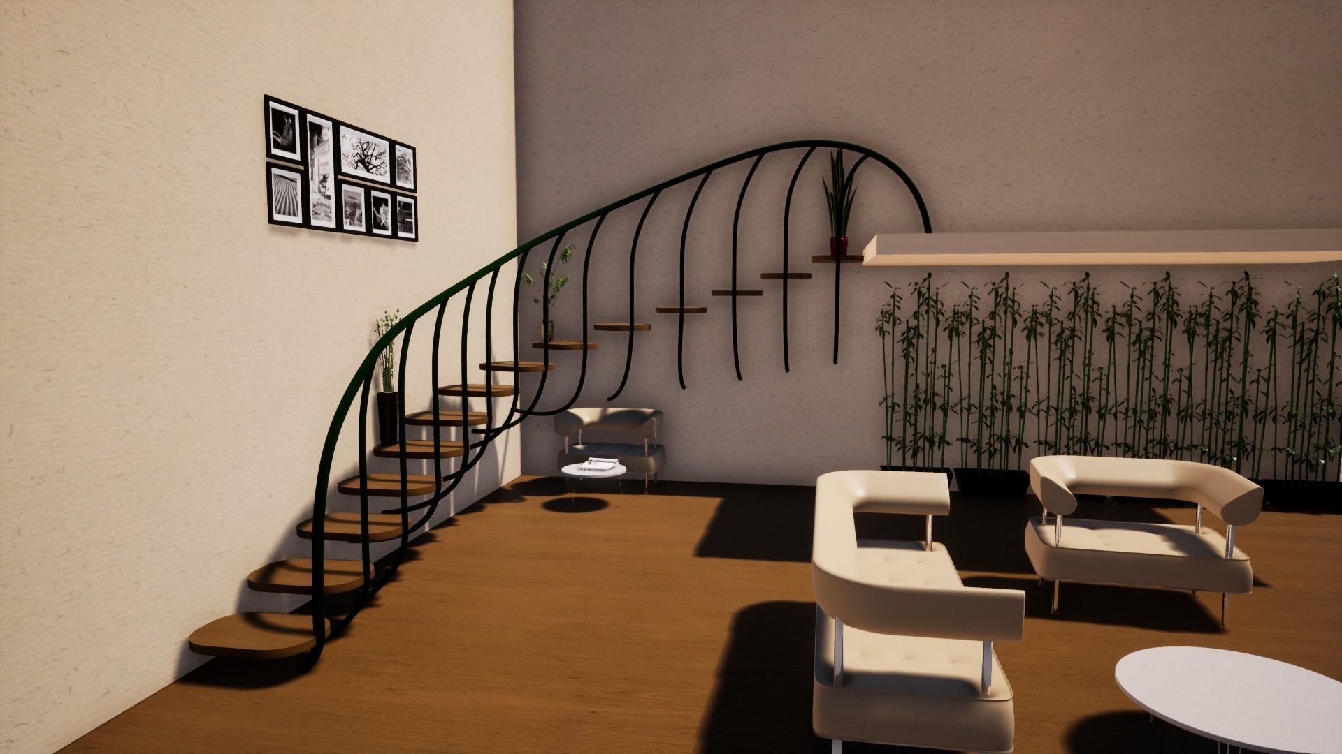 Curved stairs modern design Free 3D model_1