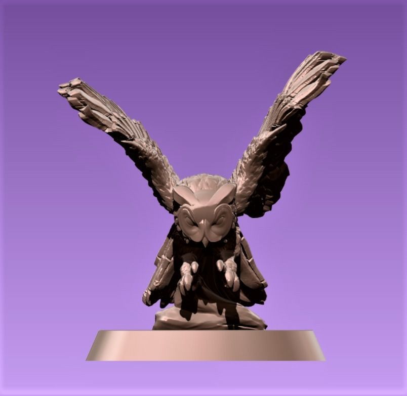 Owl miniature 3D print model_10