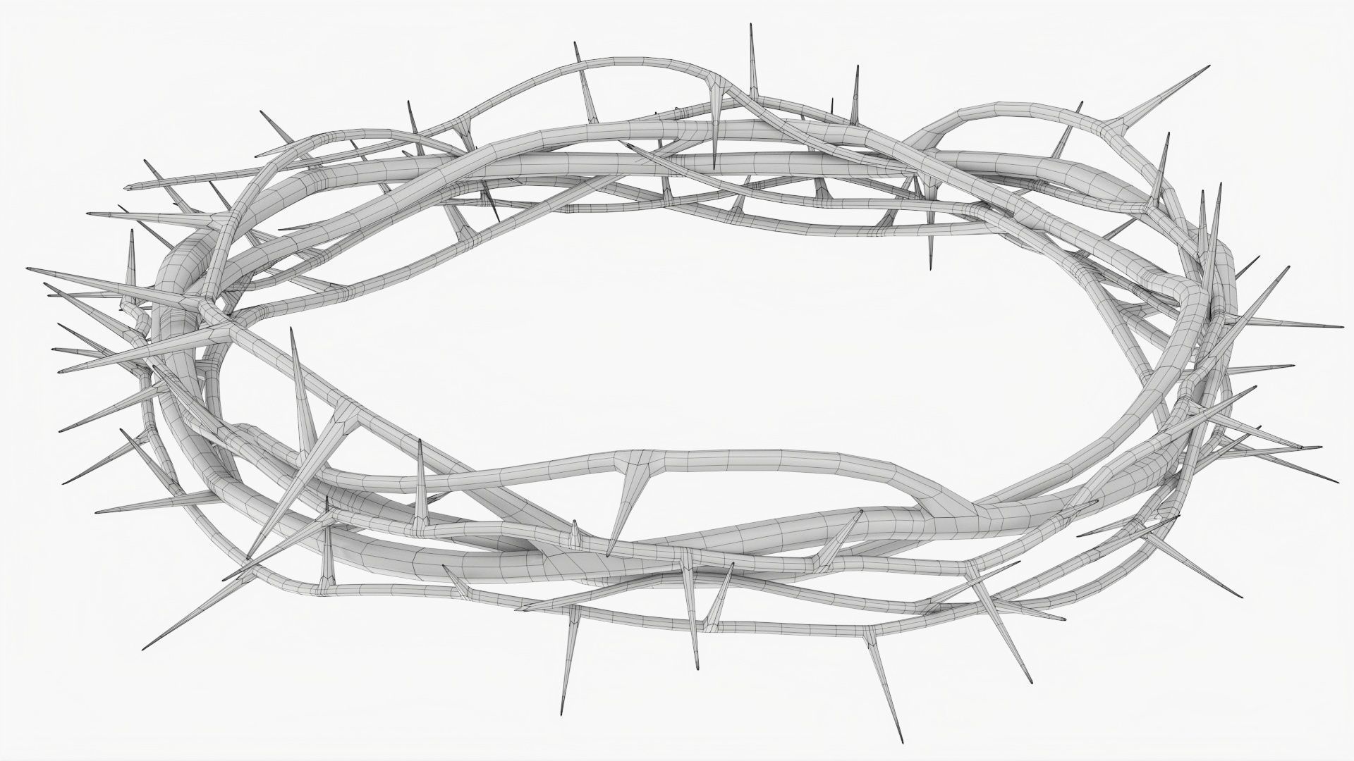Wooden crown of thorns 3D model_7