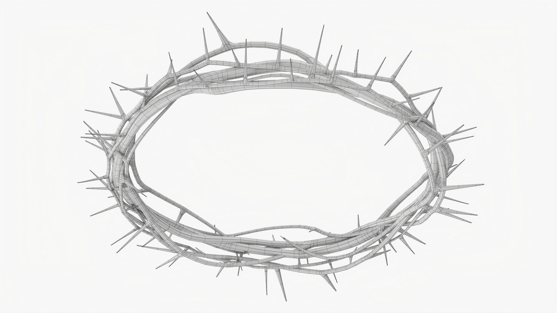 Wooden crown of thorns 3D model_8